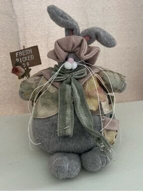 Vintage Easter Bunny Cottagecore Farmhouse Decor Melissa Ann With Sign